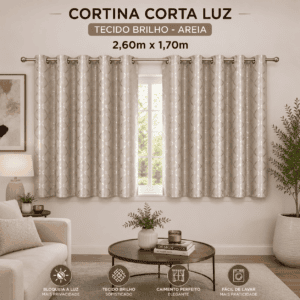 CORTINA CORTA LUZ TECIDO BRILHO- Areia 2.60m x 1.70m *